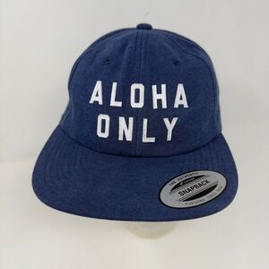 Hurley Aloha Only Snapback Hat Navy Blue Yupoong Classics Flat Brim Cap NEW